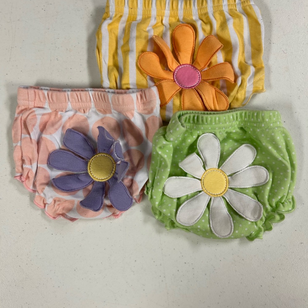 Bundle set of 3 Baby Aspen Floral Diaper Covers - Yellow, Pink, Green size 0-6m